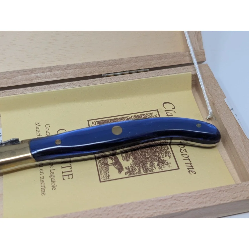 Claude Dozorme Laguiole Cake Server Blue Handle France Stainless Steel Boxed‎